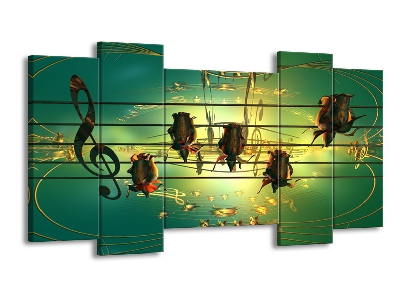 Glas schilderij Muziek | Blauw, Zwart, Geel | 120x65cm 5Luik