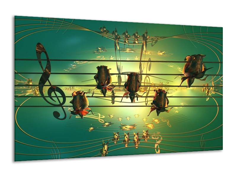 Glas schilderij Muziek | Blauw, Zwart, Geel | 120x70cm 1Luik