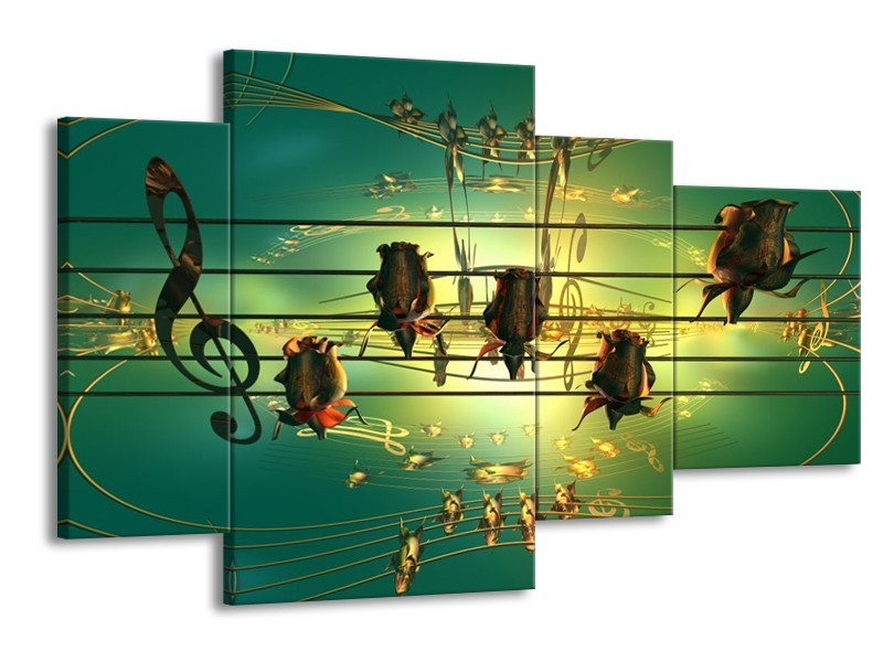 Glas schilderij Muziek | Blauw, Zwart, Geel | 120x75cm 4Luik