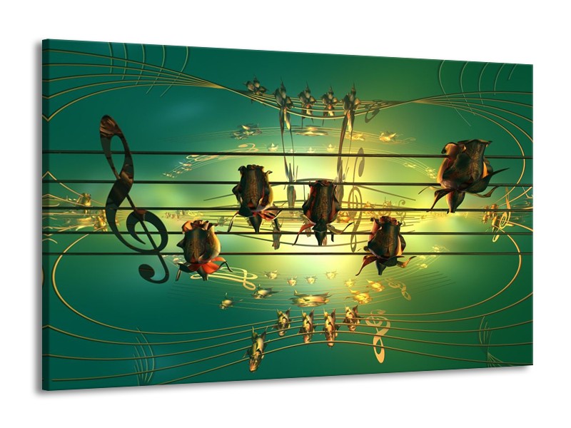 Glas schilderij Muziek | Blauw, Zwart, Geel | 140x90cm 1Luik