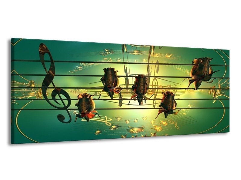 Glas schilderij Muziek | Blauw, Zwart, Geel | 145x58cm 1Luik