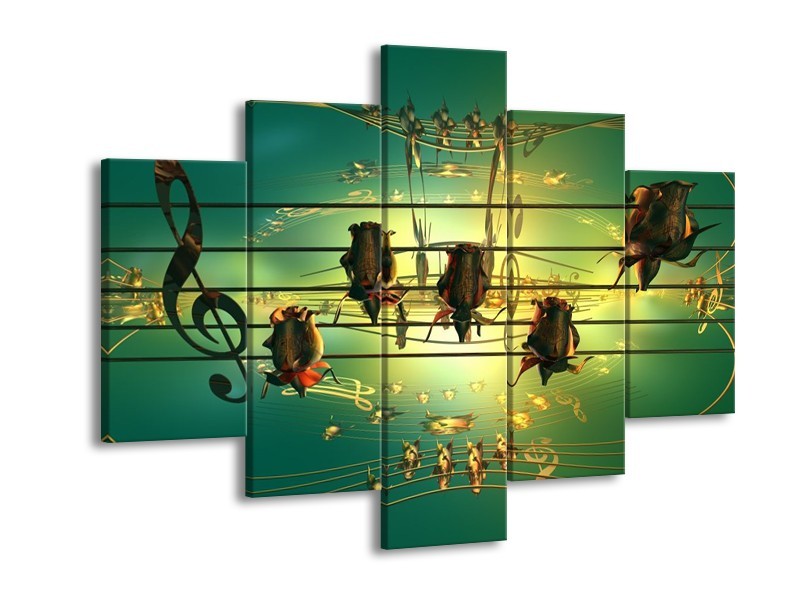 Glas schilderij Muziek | Blauw, Zwart, Geel | 150x105cm 5Luik