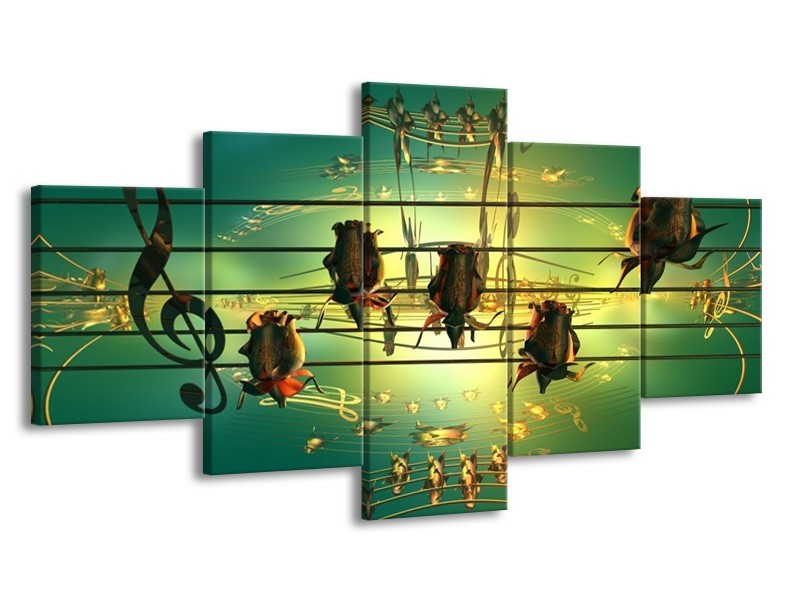 Glas schilderij Muziek | Blauw, Zwart, Geel | 150x80cm 5Luik