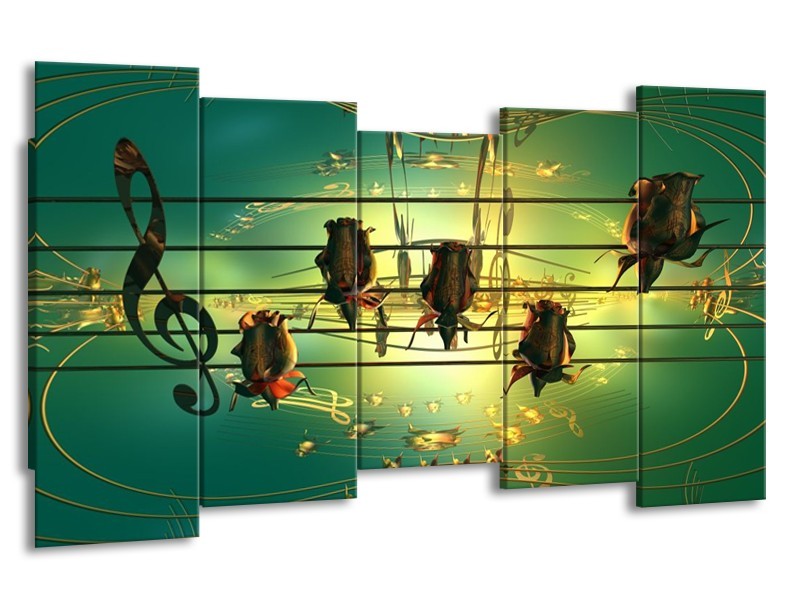 Glas schilderij Muziek | Blauw, Zwart, Geel | 150x80cm 5Luik