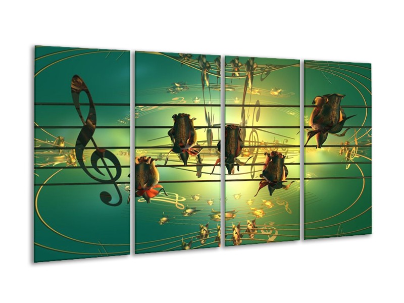 Glas schilderij Muziek | Blauw, Zwart, Geel | 160x80cm 4Luik