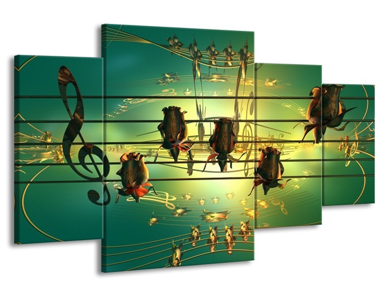 Glas schilderij Muziek | Blauw, Zwart, Geel | 160x90cm 4Luik