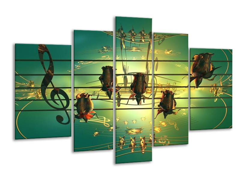 Glas schilderij Muziek | Blauw, Zwart, Geel | 170x100cm 5Luik