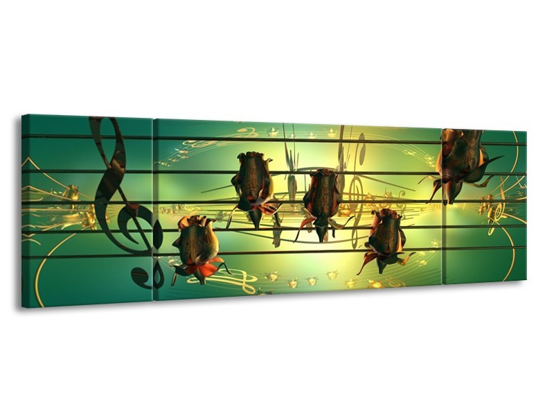 Glas schilderij Muziek | Blauw, Zwart, Geel | 170x50cm 3Luik