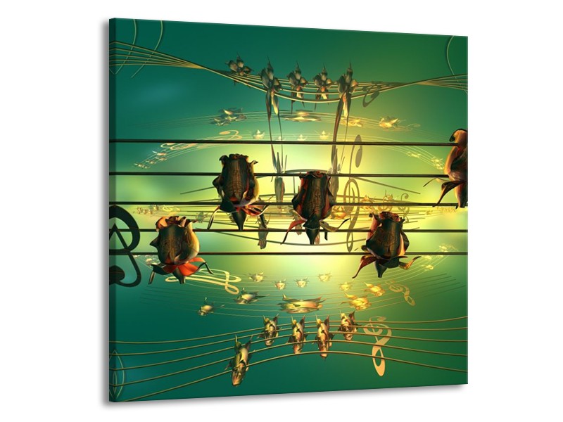 Glas schilderij Muziek | Blauw, Zwart, Geel | 70x70cm 1Luik