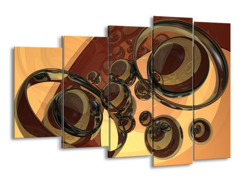 Glas schilderij Abstract | Crème, Bruin | 150x100cm 5Luik