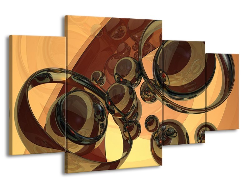 Canvas schilderij Abstract | Crème, Bruin | 160x90cm 4Luik