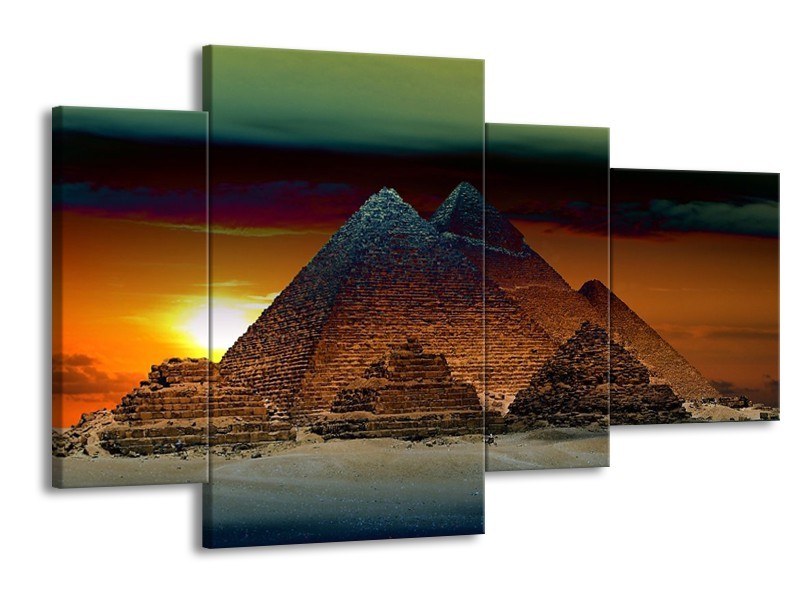 Glas schilderij Egypte | Bruin, Zwart, Geel | 120x75cm 4Luik