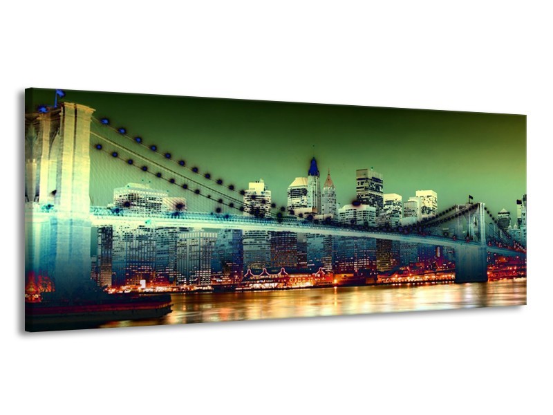Canvas schilderij Steden | Geel, Blauw, Rood | 145x58cm 1Luik