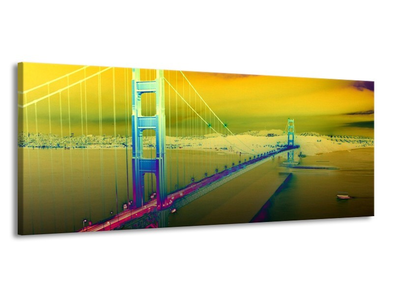 Canvas schilderij Brug | Groen, Geel, Paars | 145x58cm 1Luik
