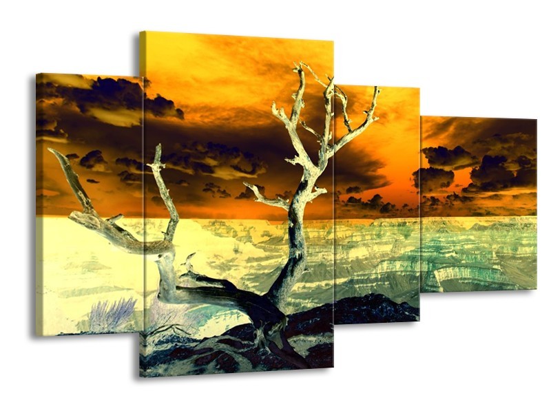 Glas schilderij Natuur | Geel, Bruin, Wit | 120x75cm 4Luik