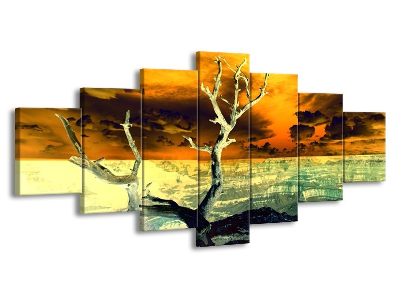 Glas schilderij Natuur | Geel, Bruin, Wit | 210x100cm 7Luik