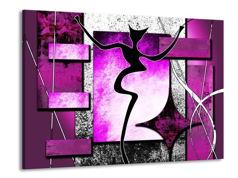 Glas schilderij Abstract | Paars, Zwart, Wit | 100x70cm 1Luik
