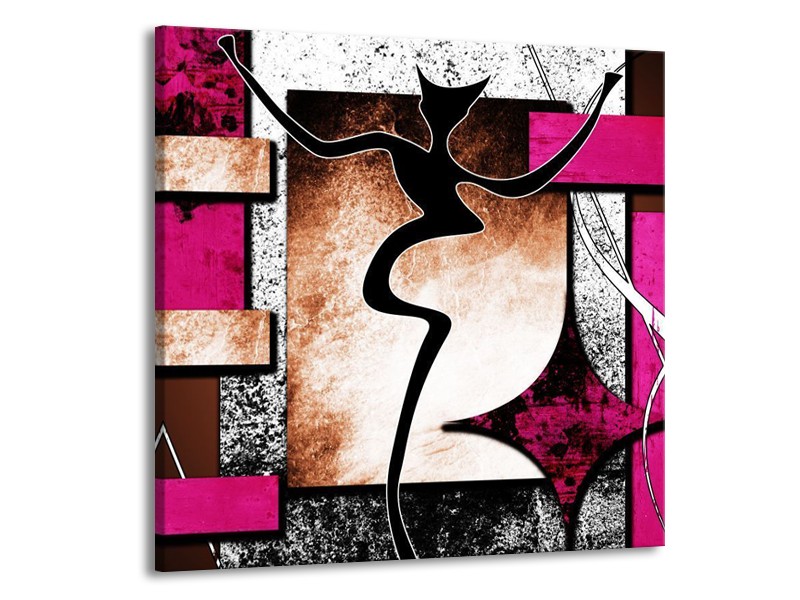 Canvas schilderij Abstract | Roze, Zwart, Wit | 50x50cm 1Luik