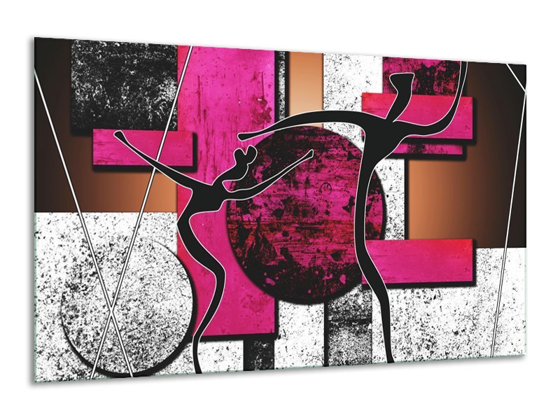 Canvas schilderij Abstract | Roze, Zwart, Wit | 120x70cm 1Luik
