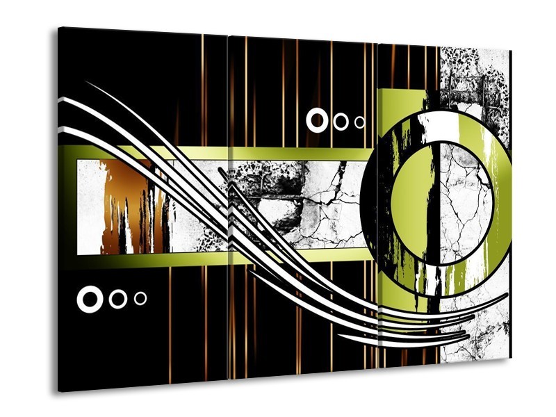 Glas schilderij Abstract | Bruin, Groen, Zwart | 90x60cm 3Luik