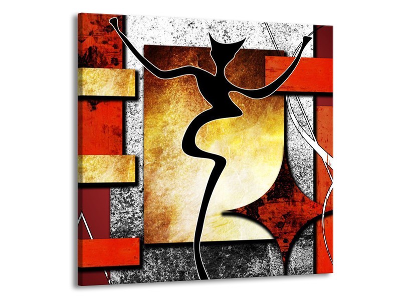 Canvas schilderij Abstract | Rood, Grijs, Geel | 50x50cm 1Luik