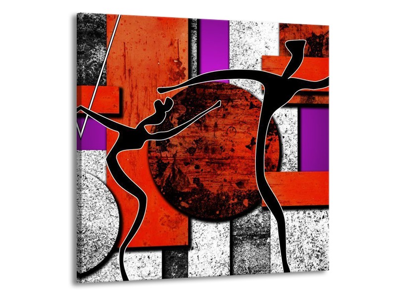 Canvas schilderij Abstract | Rood, Zwart, Paars | 50x50cm 1Luik