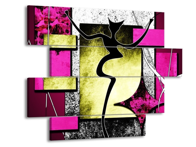 Glas schilderij Abstract | Paars, Groen, Wit | 115x85cm 4Luik