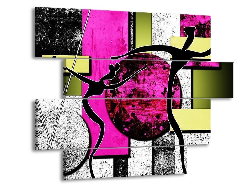 Glas schilderij Abstract | Paars, Groen, Wit | 115x85cm 4Luik