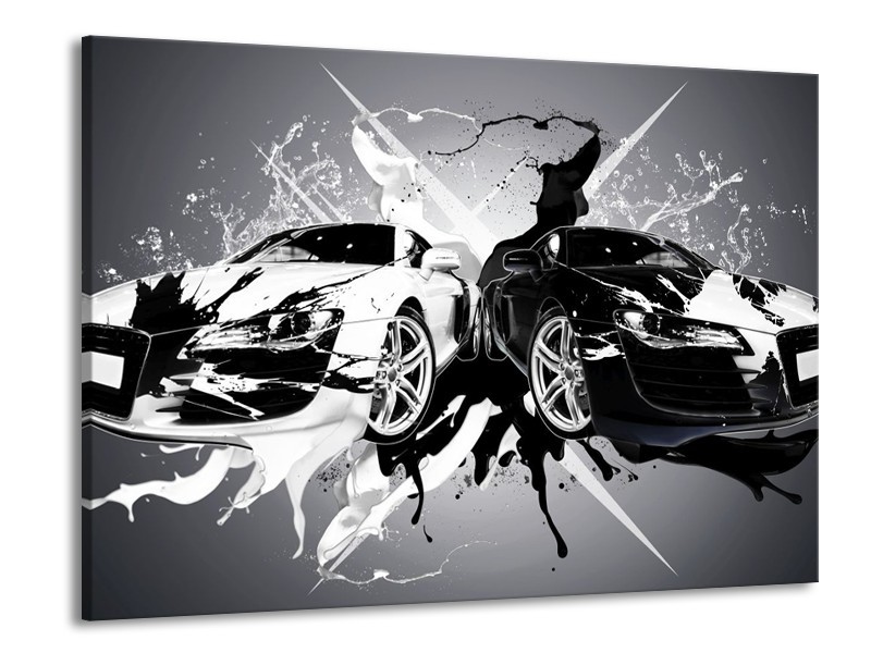 Glas schilderij Audi | Zwart, Wit, Grijs | 100x70cm 1Luik