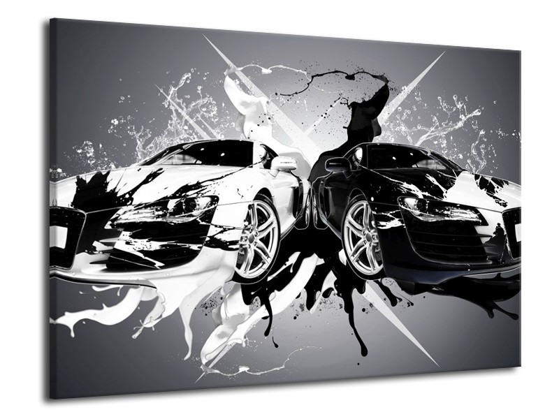 Glas schilderij Audi | Zwart, Wit, Grijs | 70x50cm 1Luik