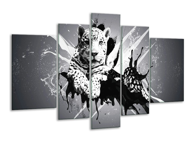 Canvas schilderij Dieren | Zwart, Wit, Grijs | 170x100cm 5Luik