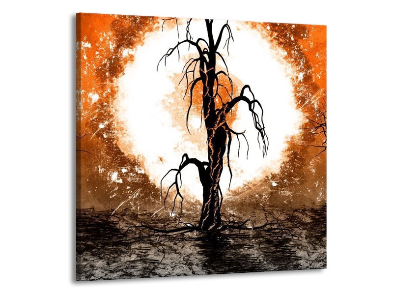 Glas schilderij Abstract | Oranje, Bruin, Wit | 50x50cm 1Luik