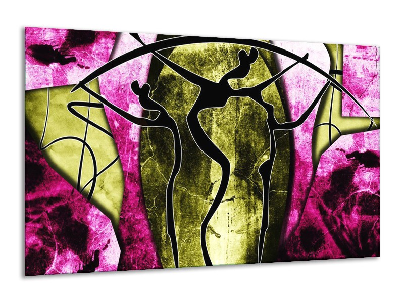 Canvas schilderij Abstract | Roze, Zwart, Groen | 120x70cm 1Luik