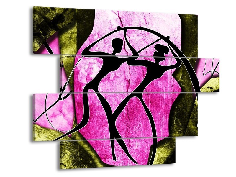 Glas schilderij Abstract | Roze, Zwart, Groen | 115x85cm 4Luik