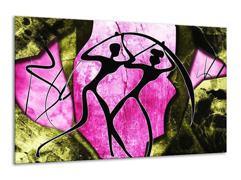 Canvas schilderij Abstract | Roze, Zwart, Groen | 120x70cm 1Luik