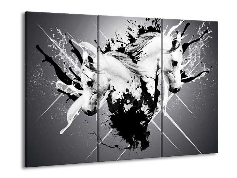 Canvas schilderij Abstract | Wit, Zwart, Grijs | 90x60cm 3Luik