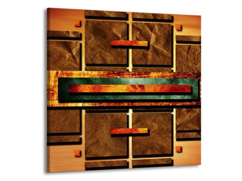 Canvas schilderij Abstract | Bruin, Oranje, Geel | 50x50cm 1Luik