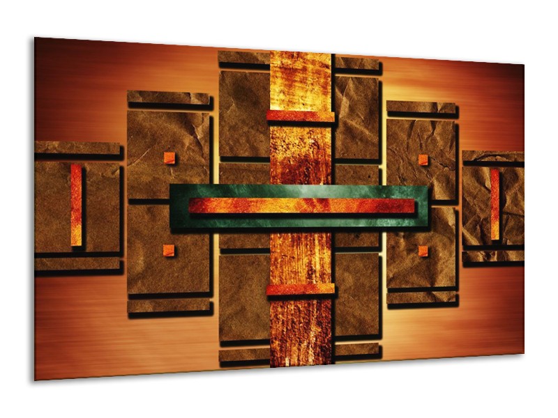 Canvas schilderij Abstract | Bruin, Oranje, Geel | 120x70cm 1Luik