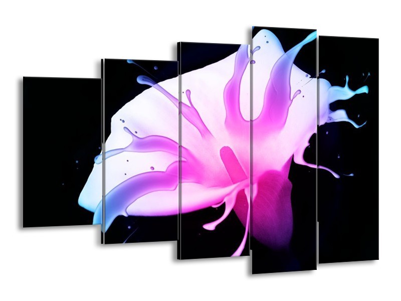 Canvas schilderij Bloem | Paars, Blauw, Wit | 150x100cm 5Luik