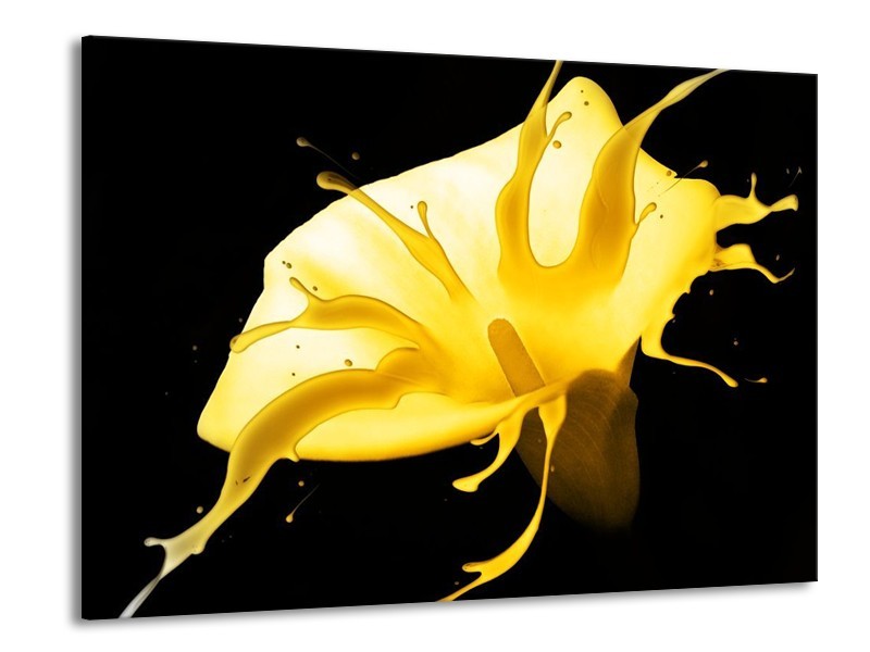 Canvas schilderij Bloem | Geel, Zwart | 100x70cm 1Luik