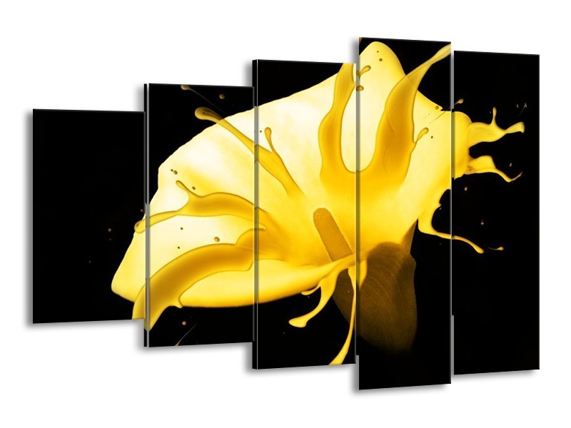 Canvas schilderij Bloem | Geel, Zwart | 150x100cm 5Luik