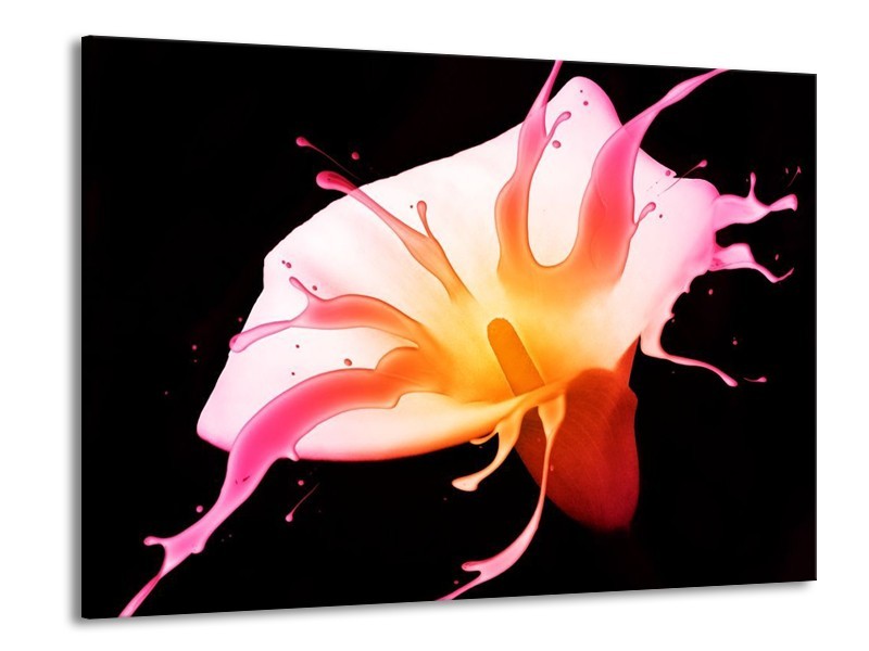 Canvas schilderij Bloem | Roze, Geel, Oranje | 100x70cm 1Luik