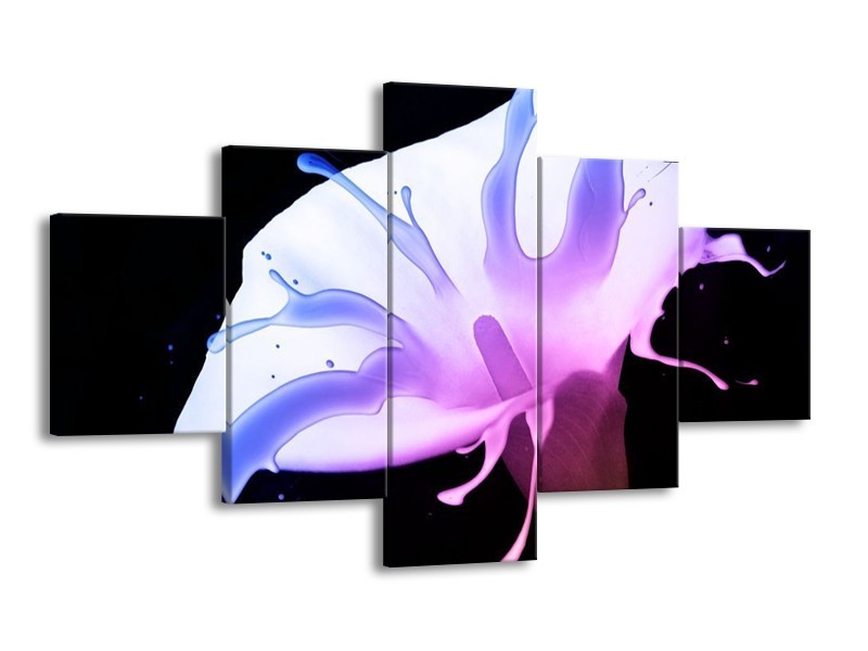 Canvas schilderij Bloem | Paars, Blauw, Zwart | 125x70cm 5Luik