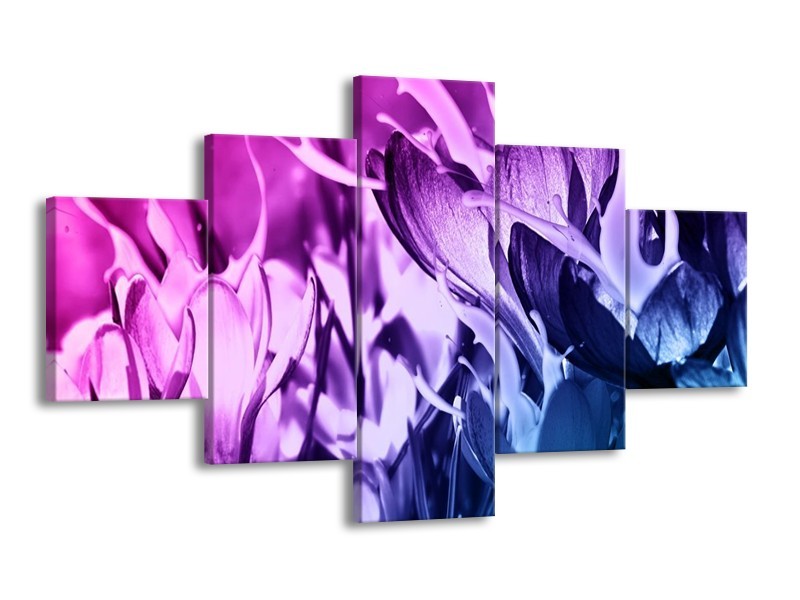 Canvas schilderij Bloem | Paars, Blauw | 125x70cm 5Luik