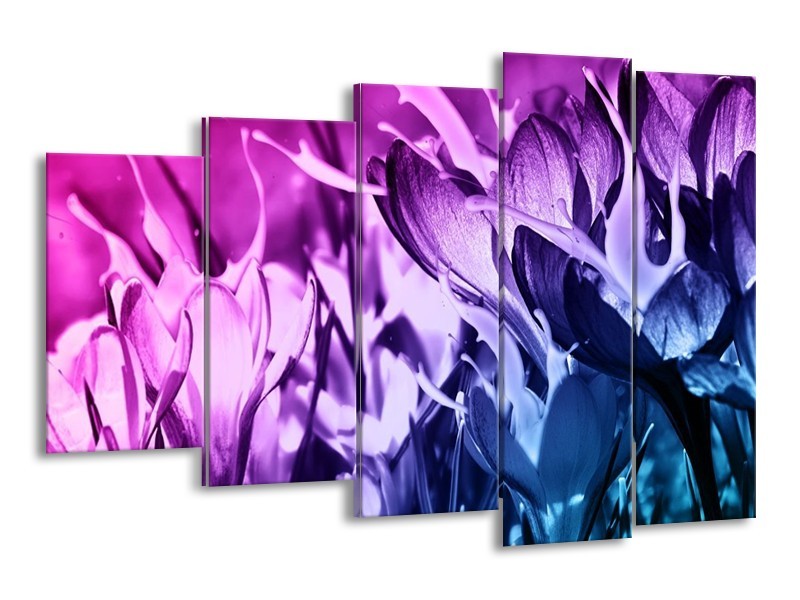 Canvas schilderij Bloem | Paars, Blauw | 150x100cm 5Luik