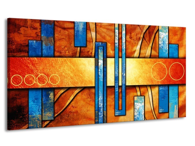 Canvas schilderij Abstract | Blauw, Geel, Oranje | 170x90cm 1Luik