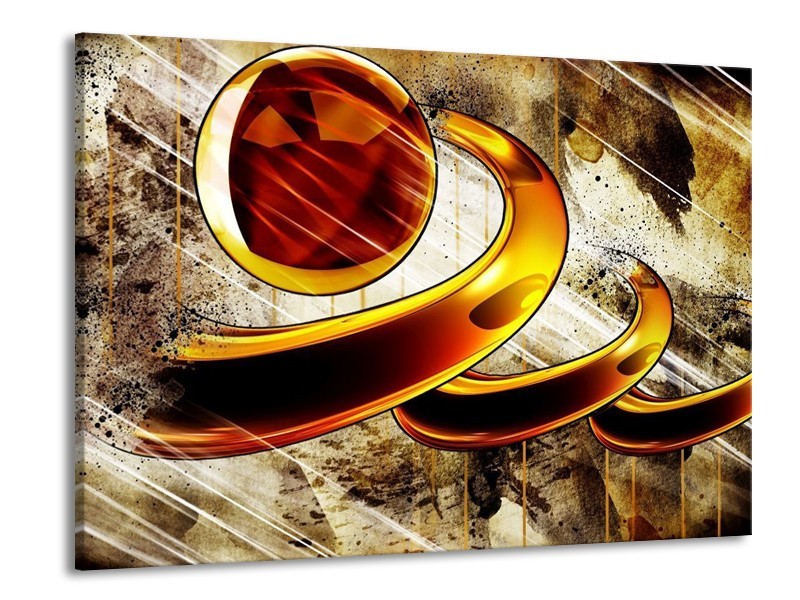 Glas schilderij Abstract | Geel, Bruin, Wit | 100x70cm 1Luik