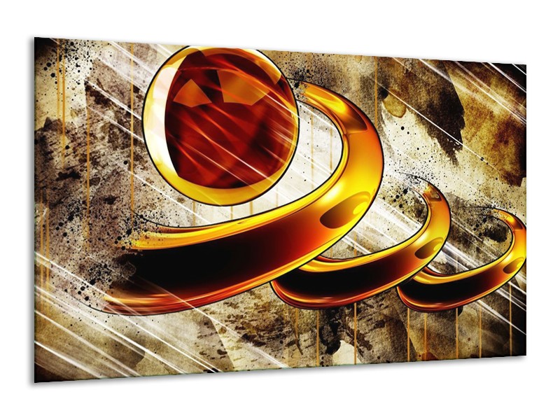 Canvas schilderij Abstract | Geel, Bruin, Wit | 120x70cm 1Luik