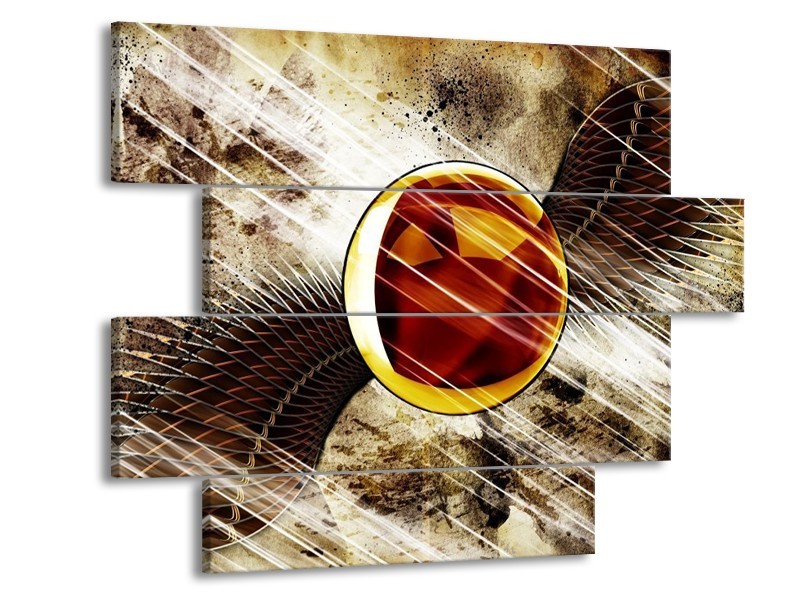 Canvas schilderij Abstract | Geel, Bruin, Wit | 115x85cm 4Luik