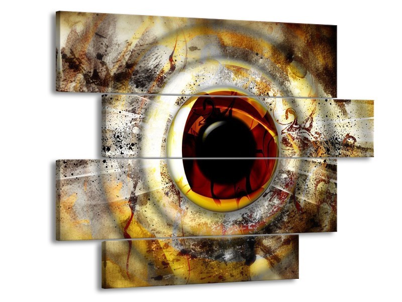 Canvas schilderij Abstract | Geel, Bruin, Wit | 115x85cm 4Luik